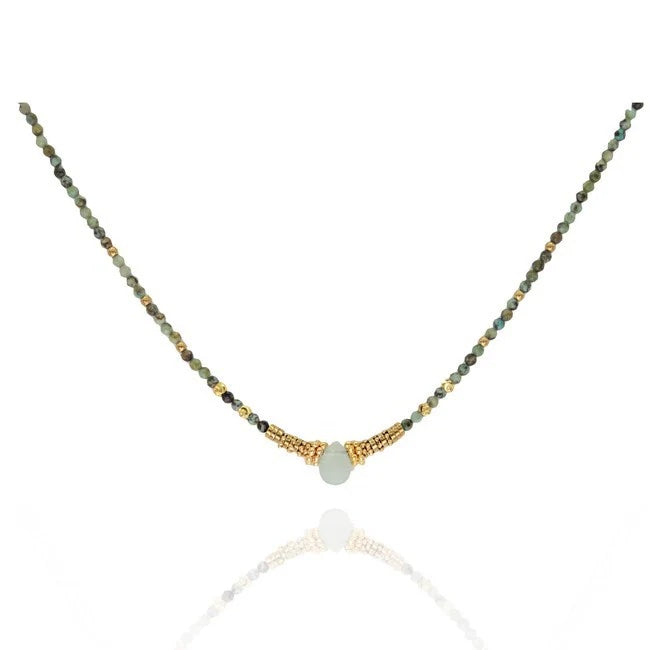 African Turquoise Javanese Necklace - Lo and Ma