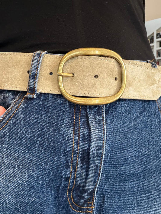 Rome belt, sand-colored leather split