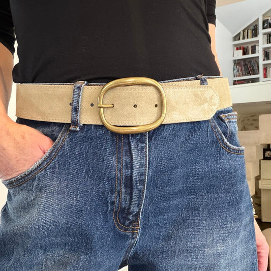 Rome belt, sand-colored leather split