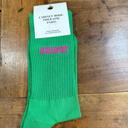 Chaussettes Amour green - Cabinet Mode Thérapie