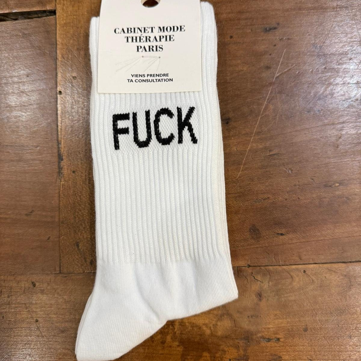 Chaussettes Fuck white - Cabinet Mode Thérapie