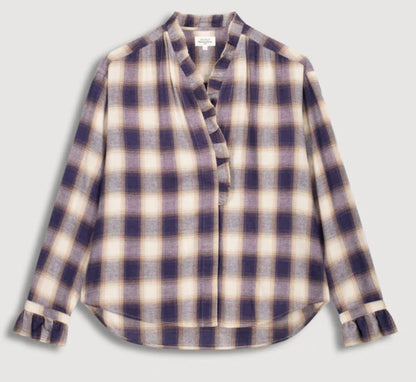 Chemise Carmela en laine et viscose Beige & blue