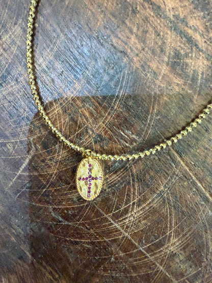 Collier mini Jai - Rubis indien ou onyx noir