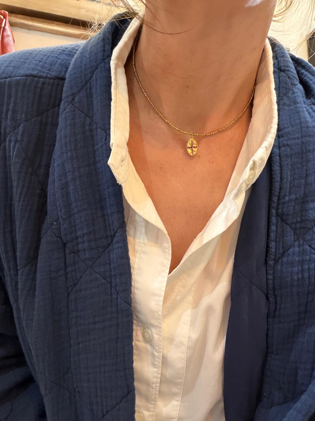 Collier mini Jai - Rubis indien ou onyx noir