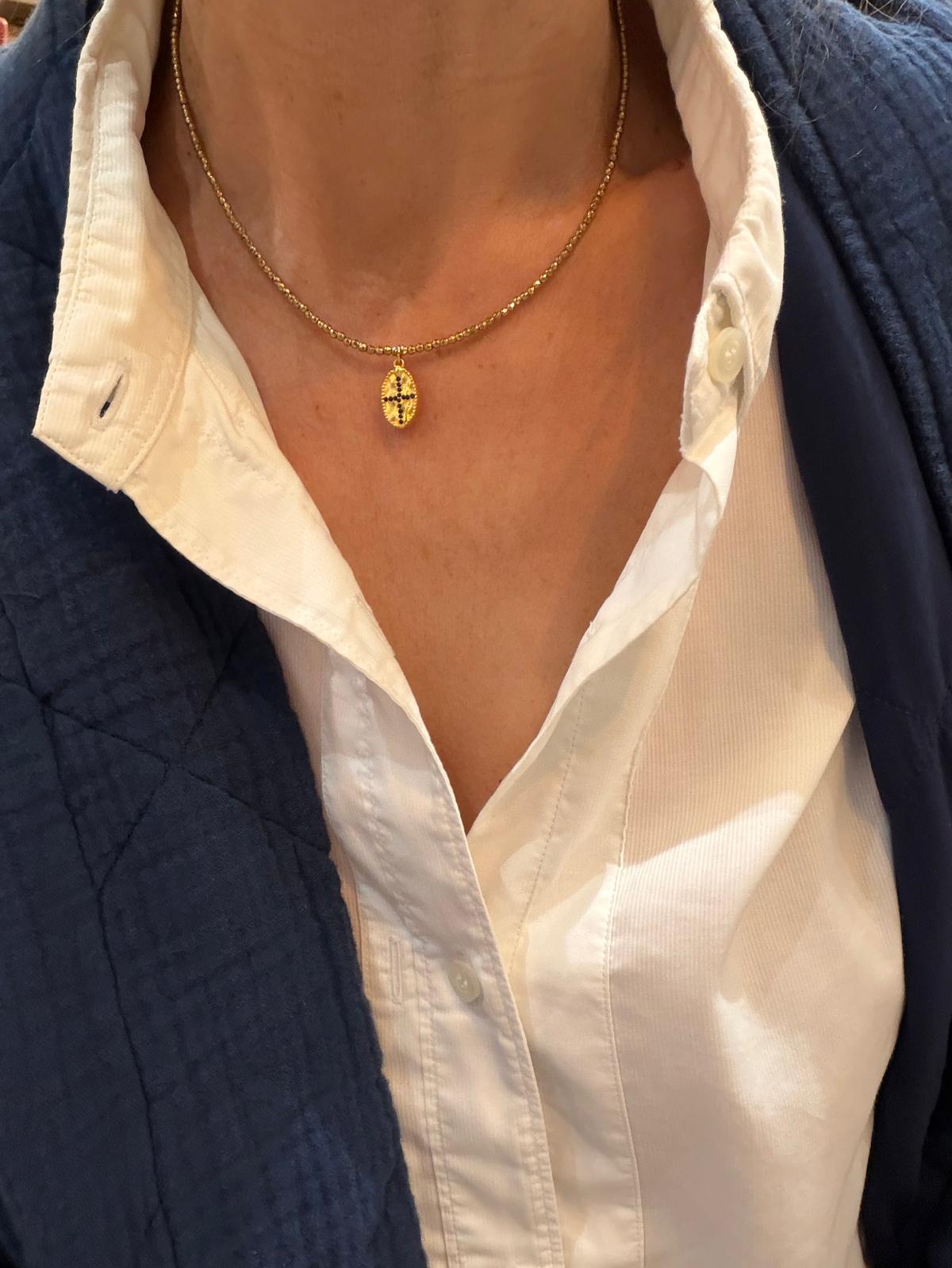 Collier mini Jai - Rubis indien ou onyx noir