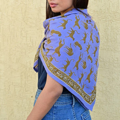Grand foulard FAUVE Bleu horizon