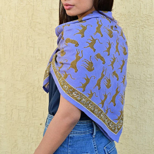 Grand foulard FAUVE Bleu horizon