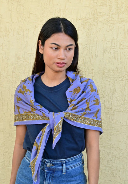 Grand foulard FAUVE Bleu horizon