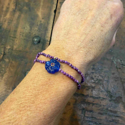 Bracelet double flower jade bleue - Le Monde est Stone