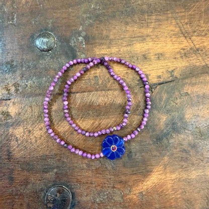 Bracelet double flower jade bleue - Le Monde est Stone