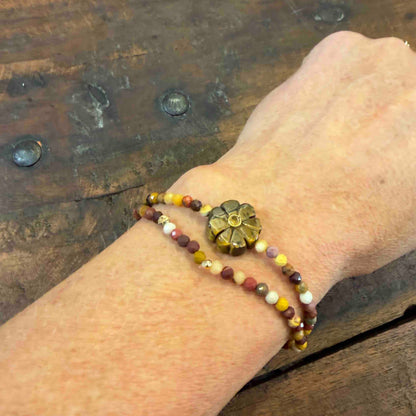 Double flower Indian ruby bracelet