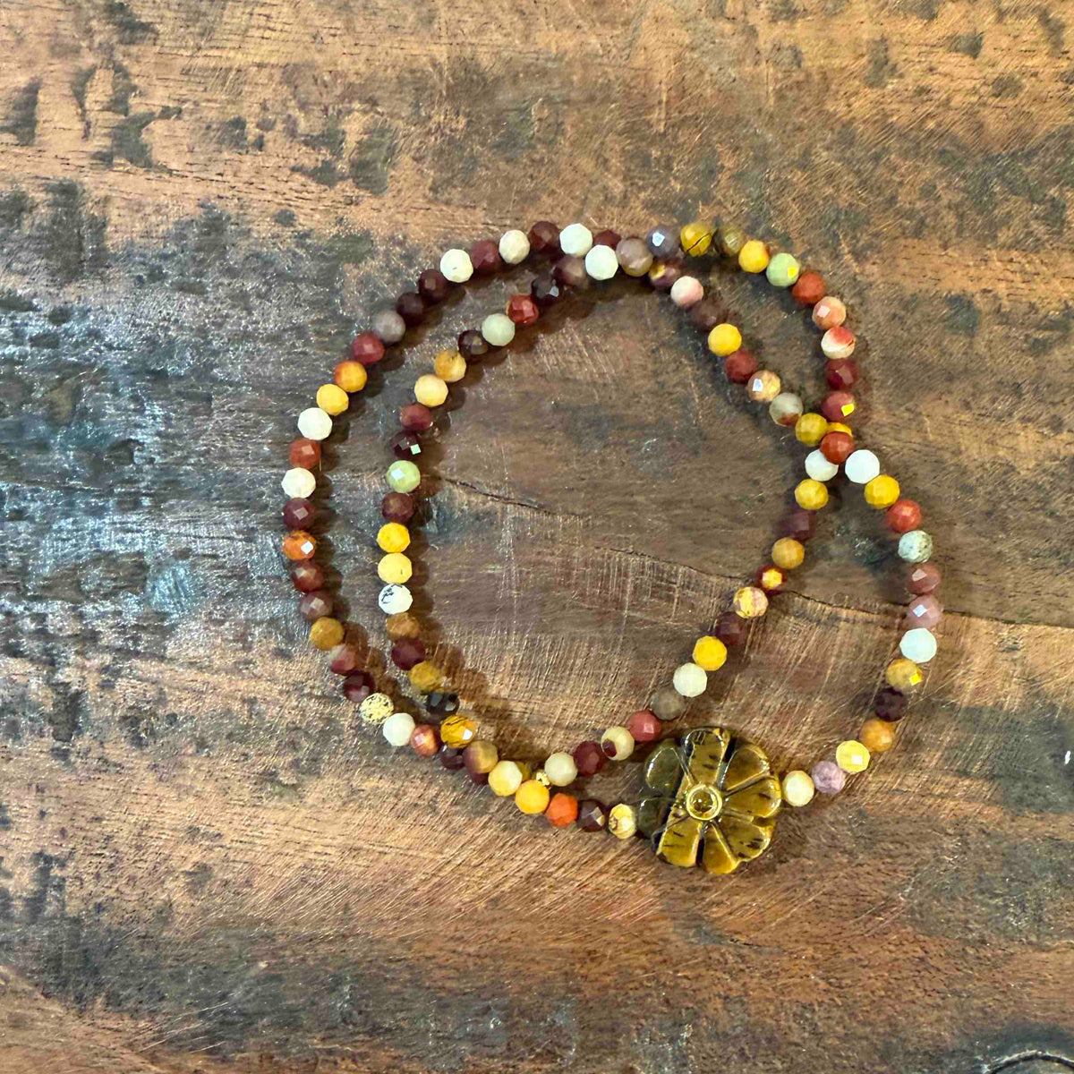 Double flower Indian ruby bracelet