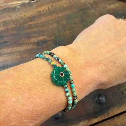Double flower Indian ruby bracelet