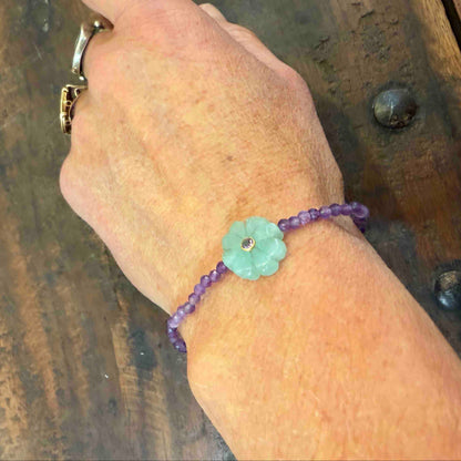 Double flower Indian ruby bracelet