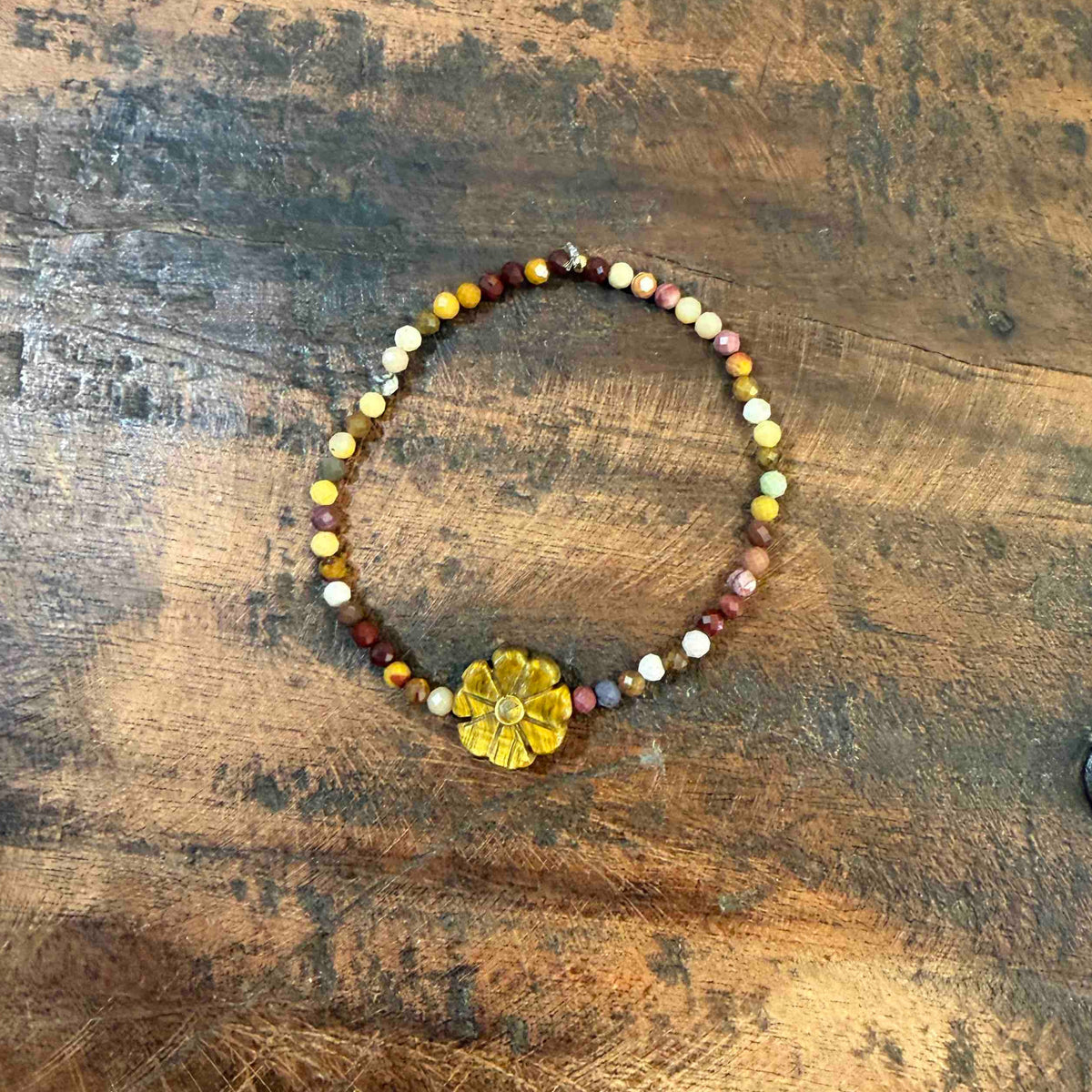 Double flower Indian ruby bracelet