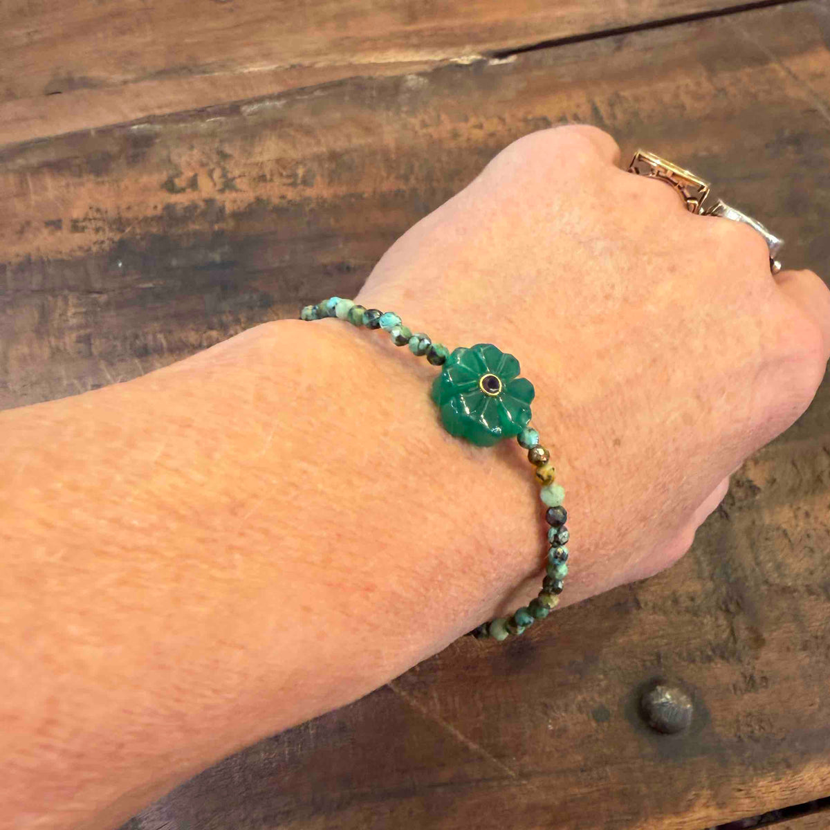 Double flower Indian ruby bracelet