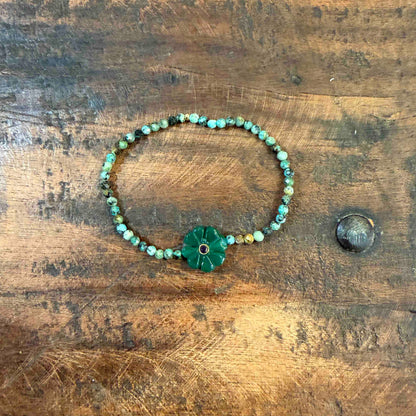 Double flower Indian ruby bracelet