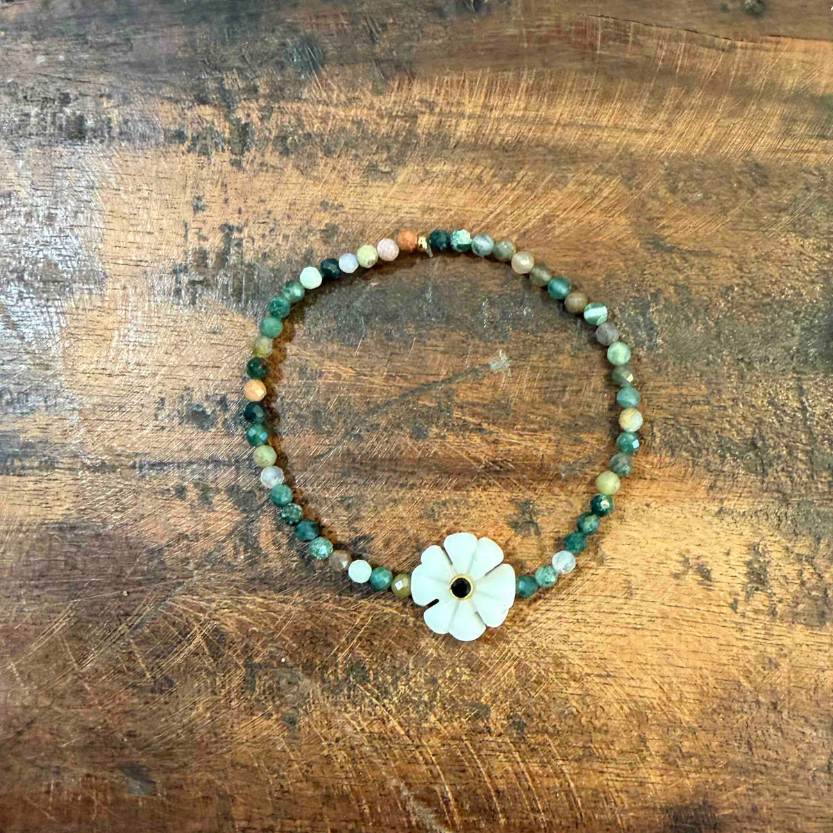 Double flower Indian ruby bracelet