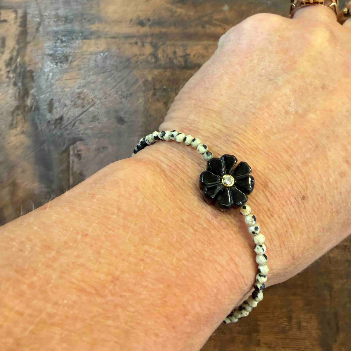 Double flower Indian ruby bracelet