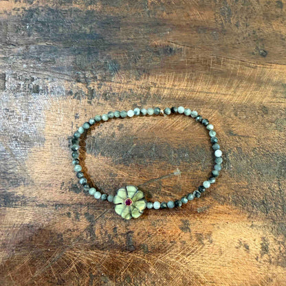 Double flower Indian ruby bracelet