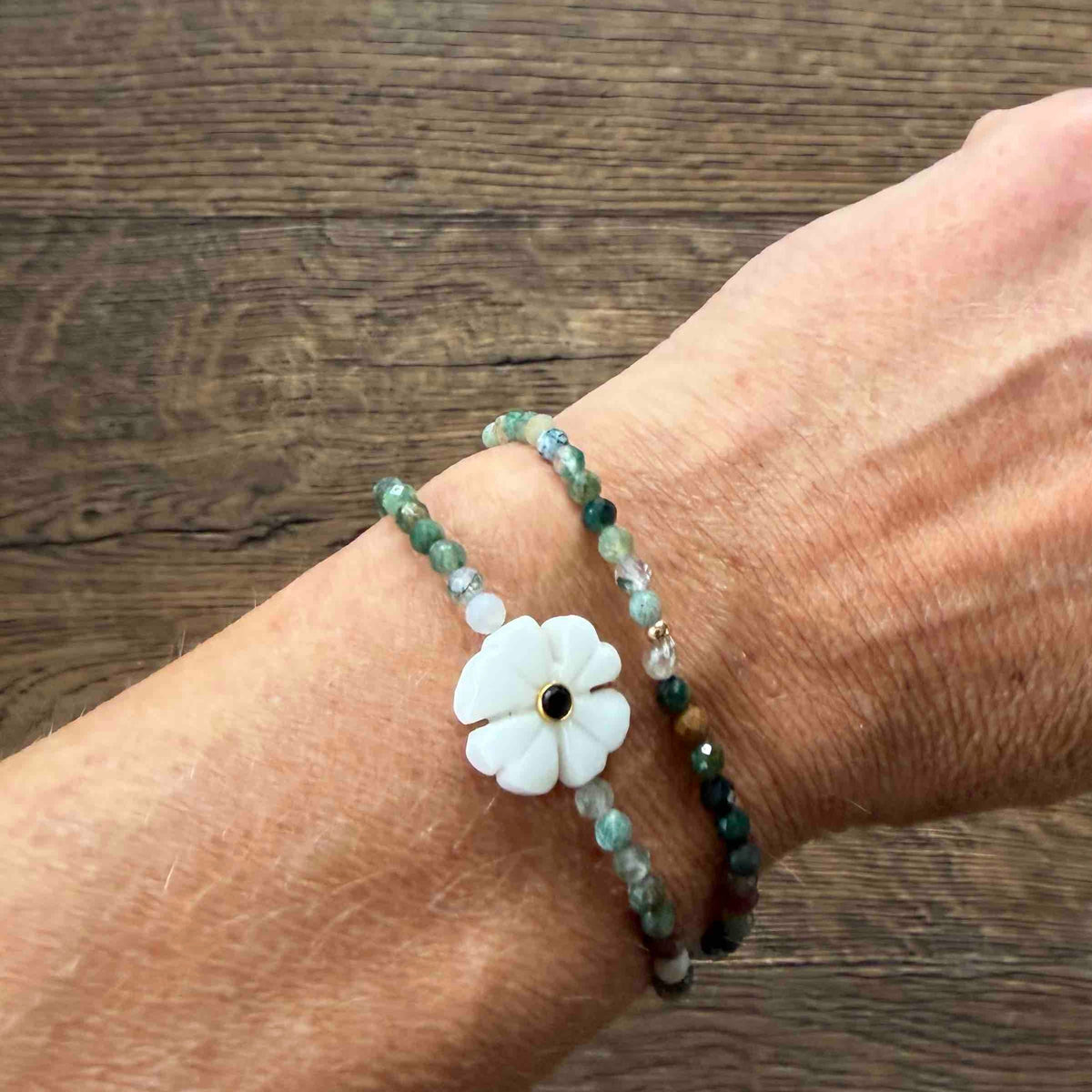 Double flower Indian ruby bracelet