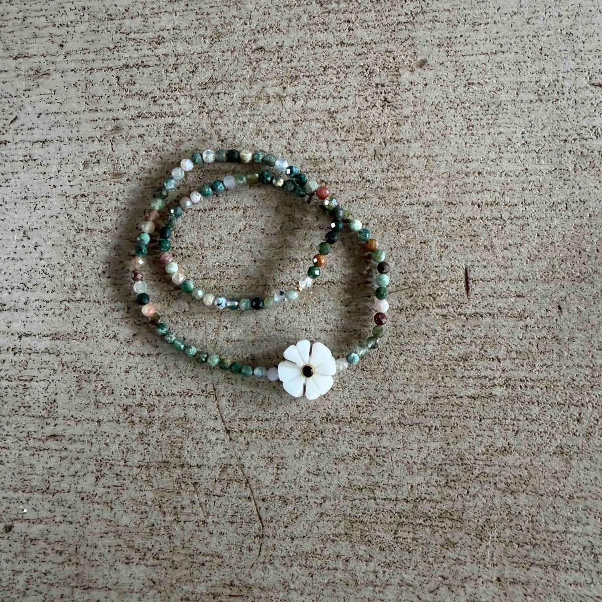Double flower Indian ruby bracelet