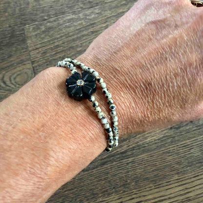 Double flower Indian ruby bracelet