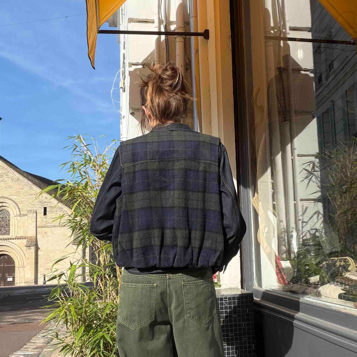 Gilet oversize sans manches Ember tartan - The Good Family
