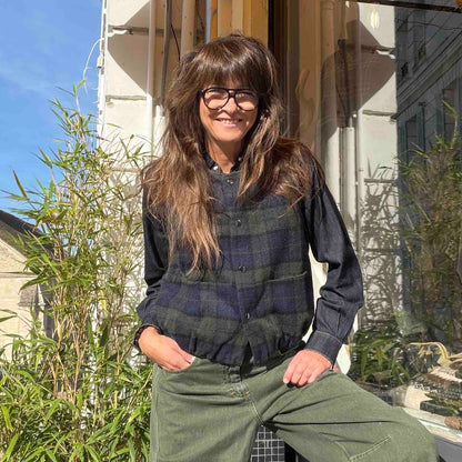 Gilet oversize sans manches Ember tartan - The Good Family