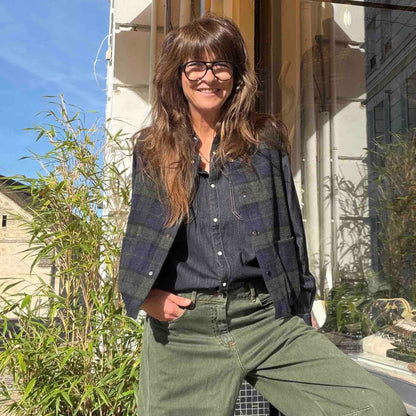 Gilet oversize sans manches Ember tartan - The Good Family