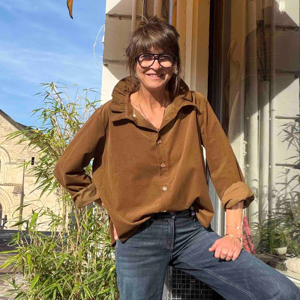 Gabrielle blouse blue grey - The Good Family
