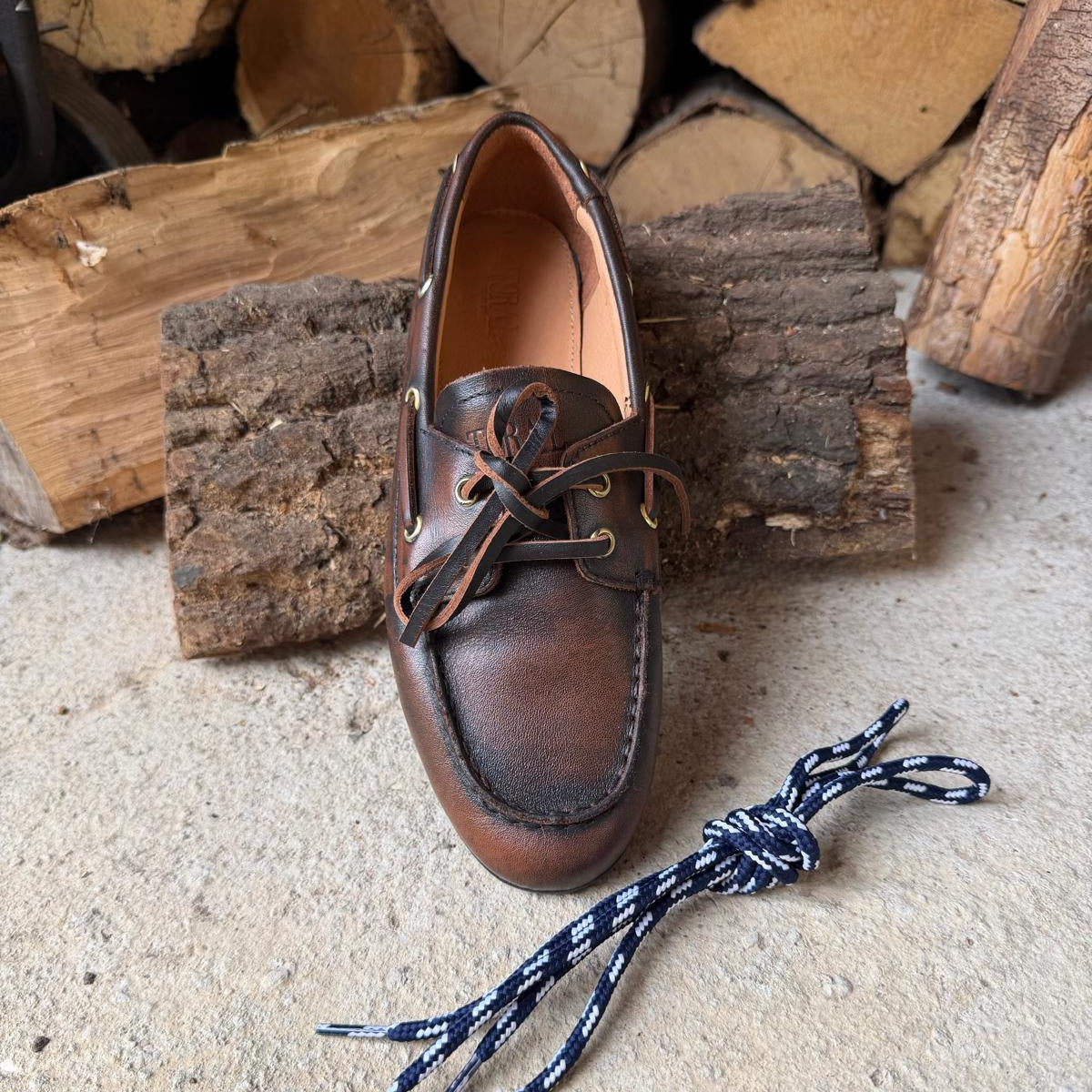 Mocassins Nahua cuir gris taupe foncé