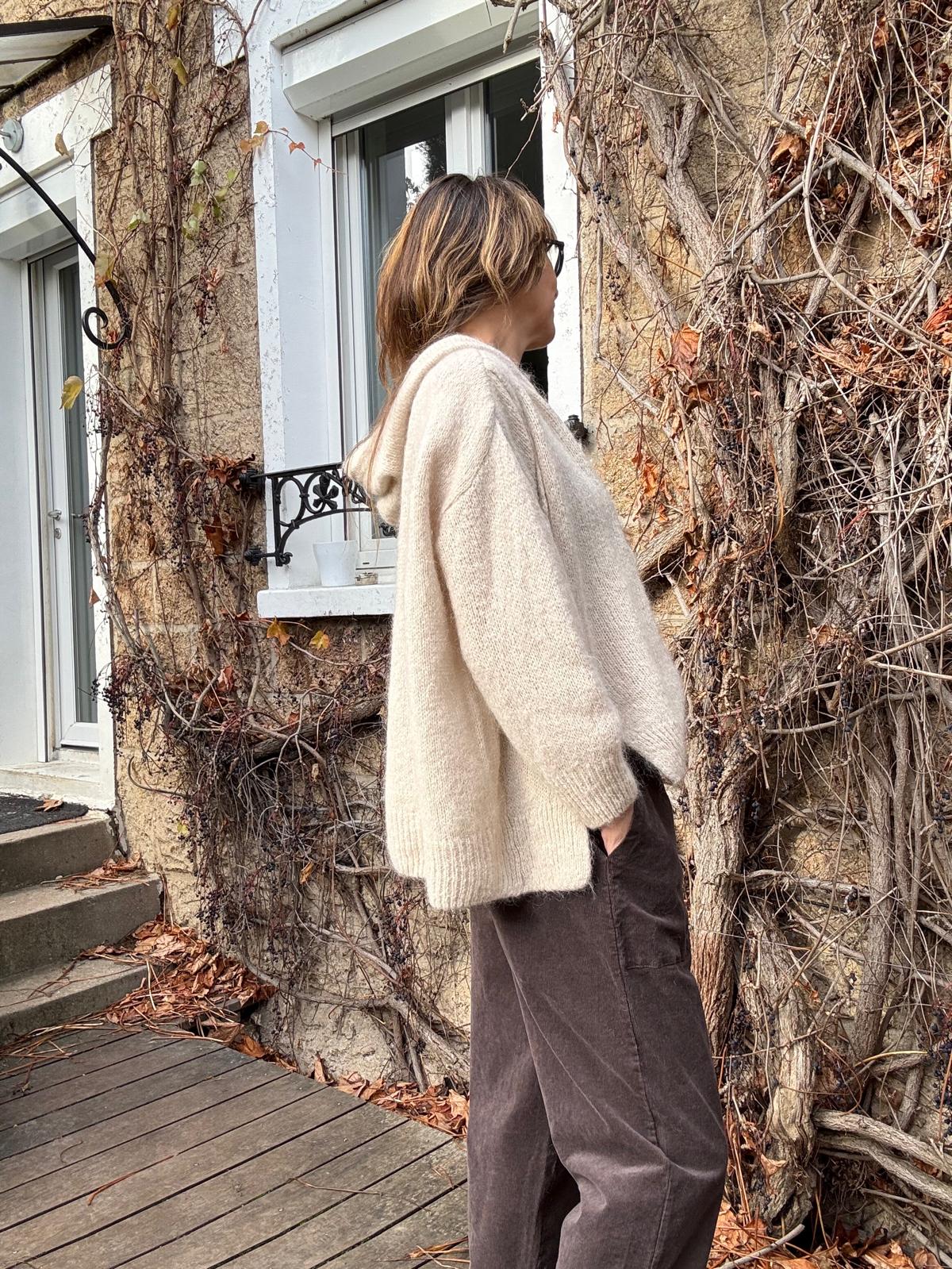 Pull à capuche Lola - gris ou écru