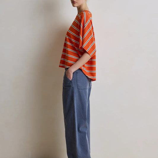 T-shirt Coralie stripe tangerine - Hod Paris