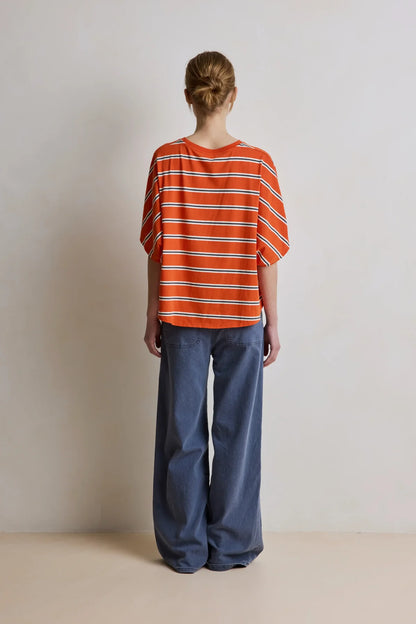 T-shirt Coralie stripe tangerine - Hod Paris