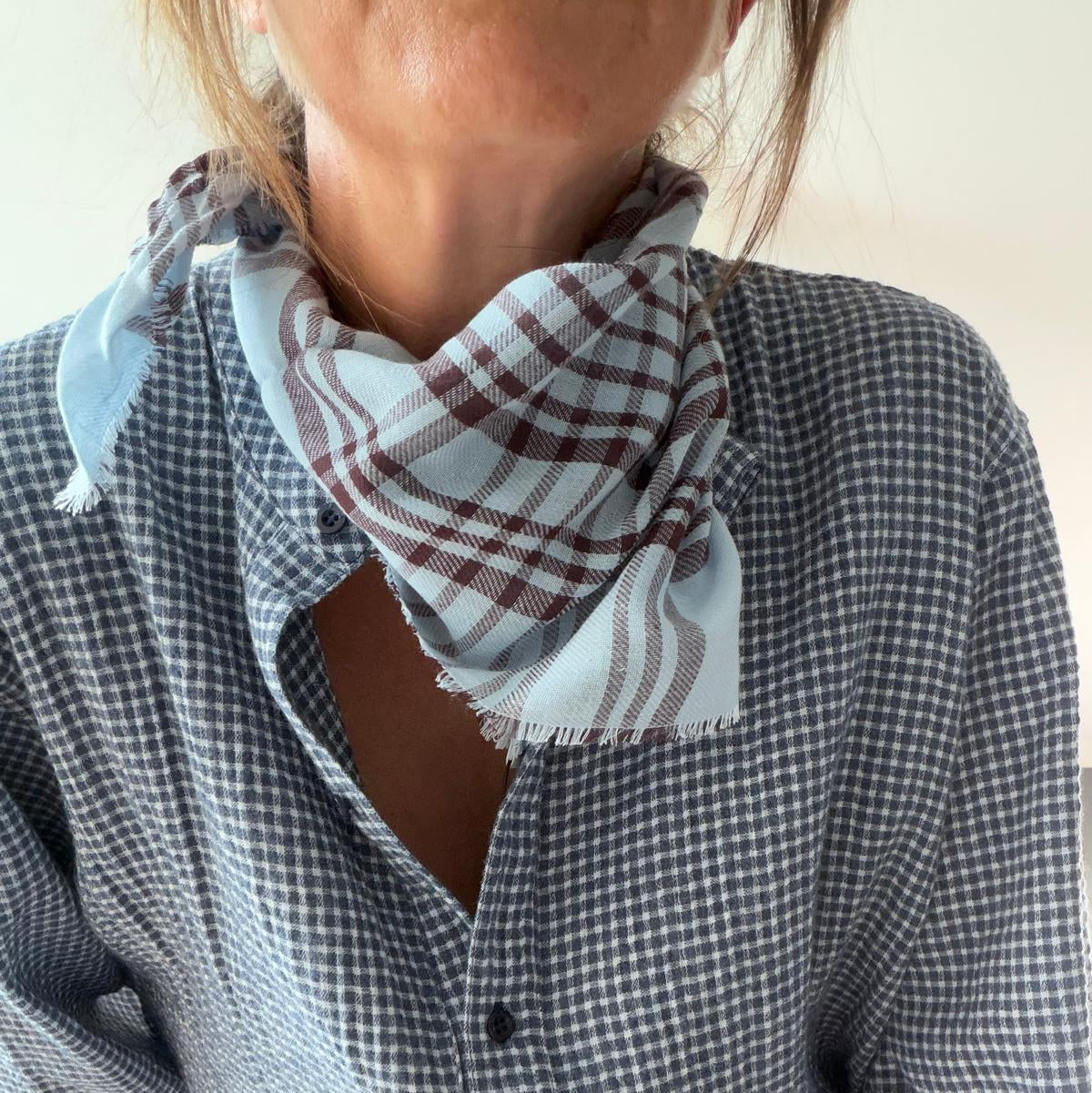 Scarf Grid Cowea skyway blue