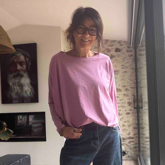 T-shirt Adèle manches longues - vieux rose