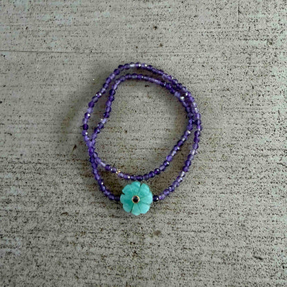 Double flower Indian ruby bracelet