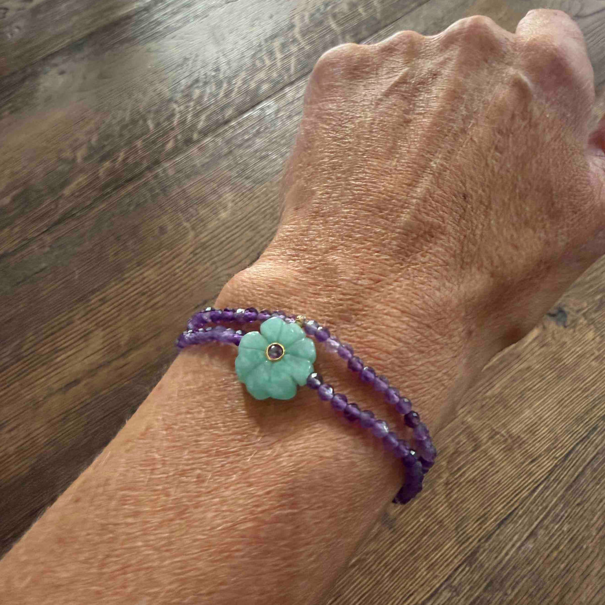 Double flower Indian ruby bracelet