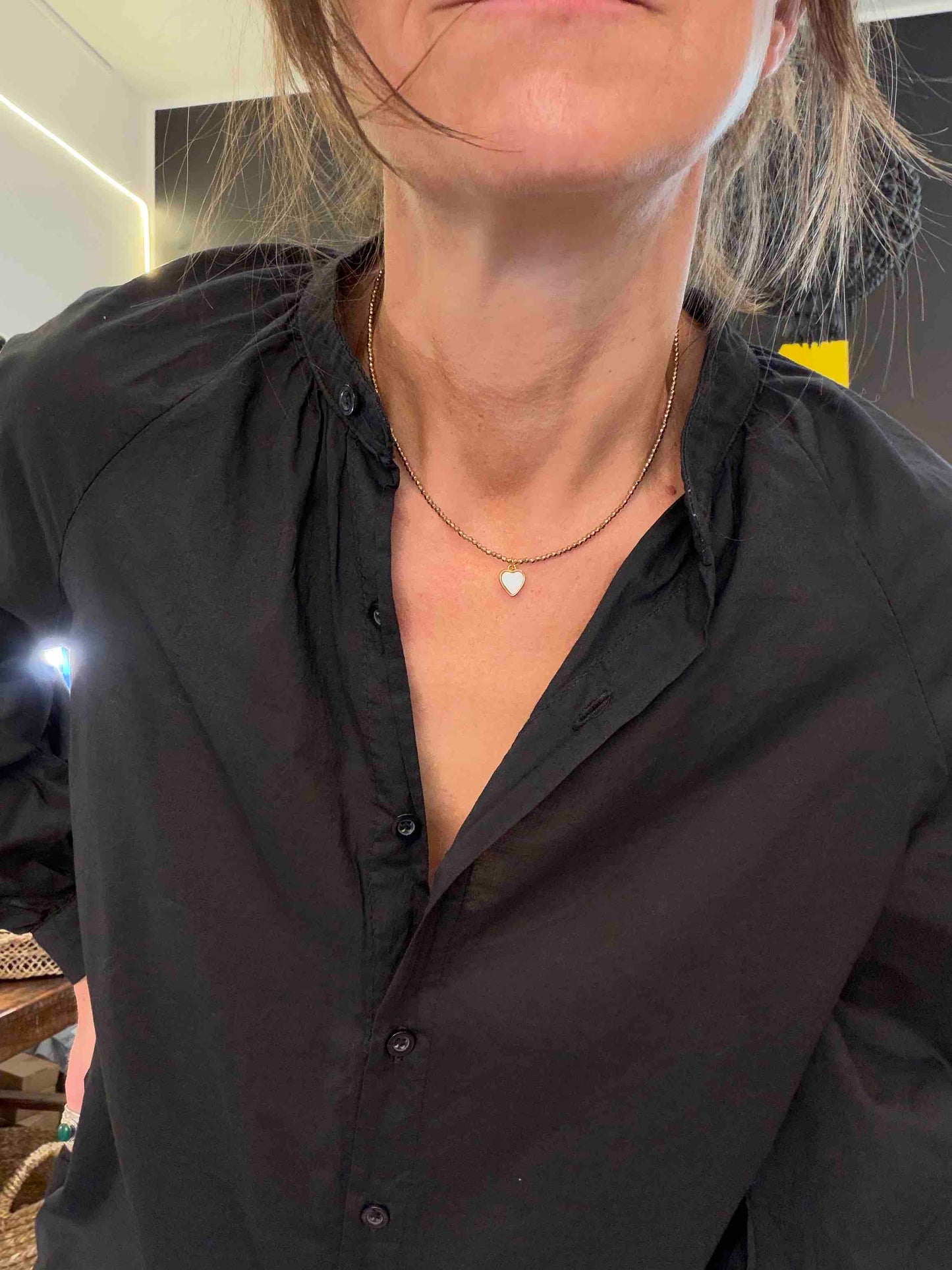 Mother-of-pearl cross amulet necklace
