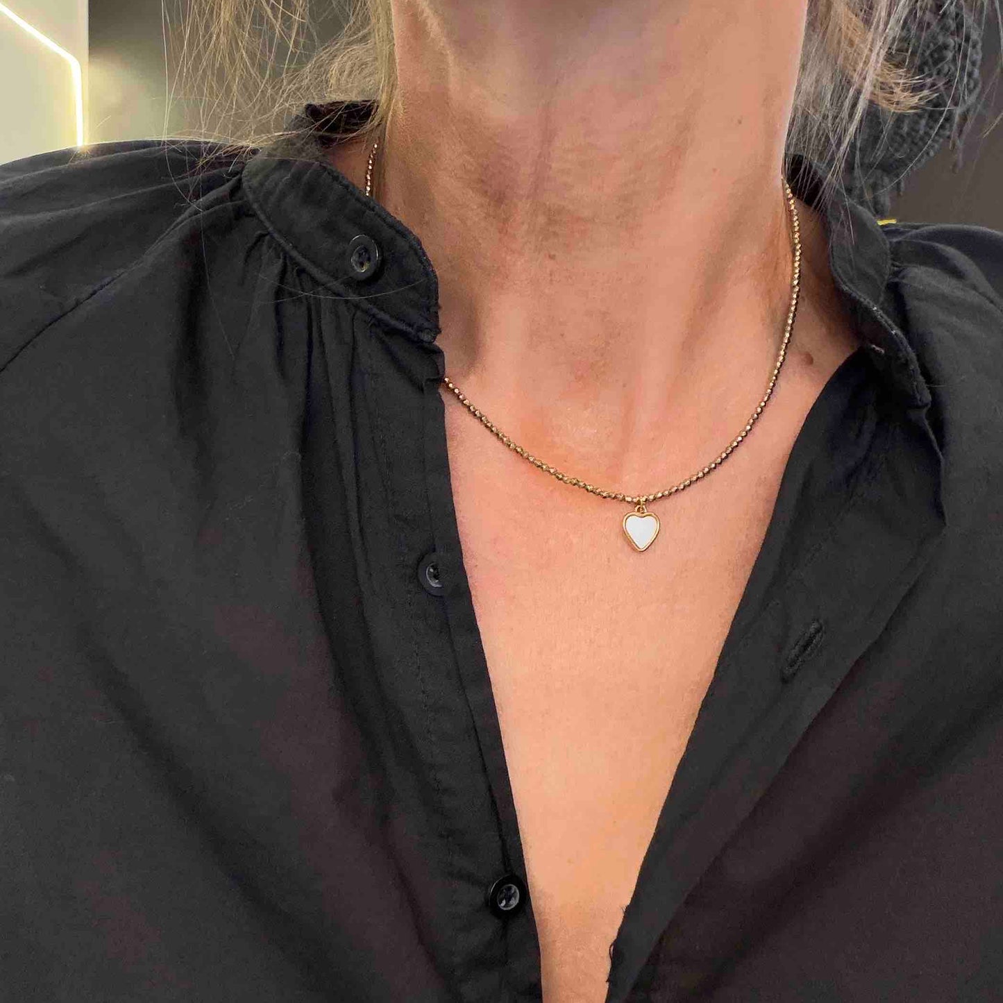 Mother-of-pearl cross amulet necklace