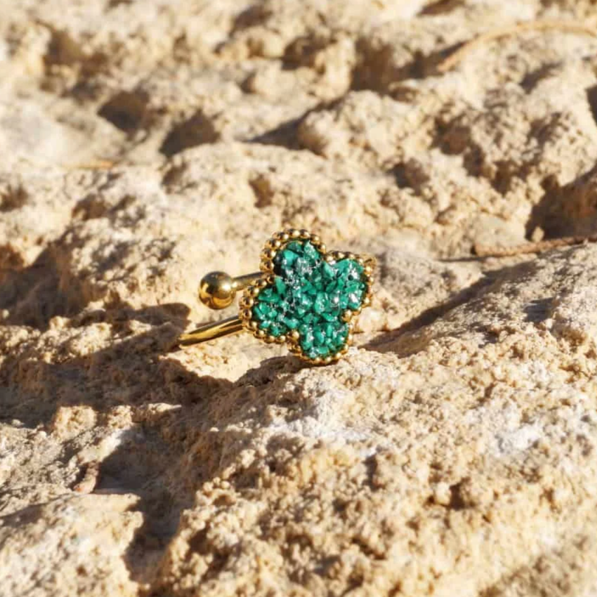 Bague trèfle Malachite