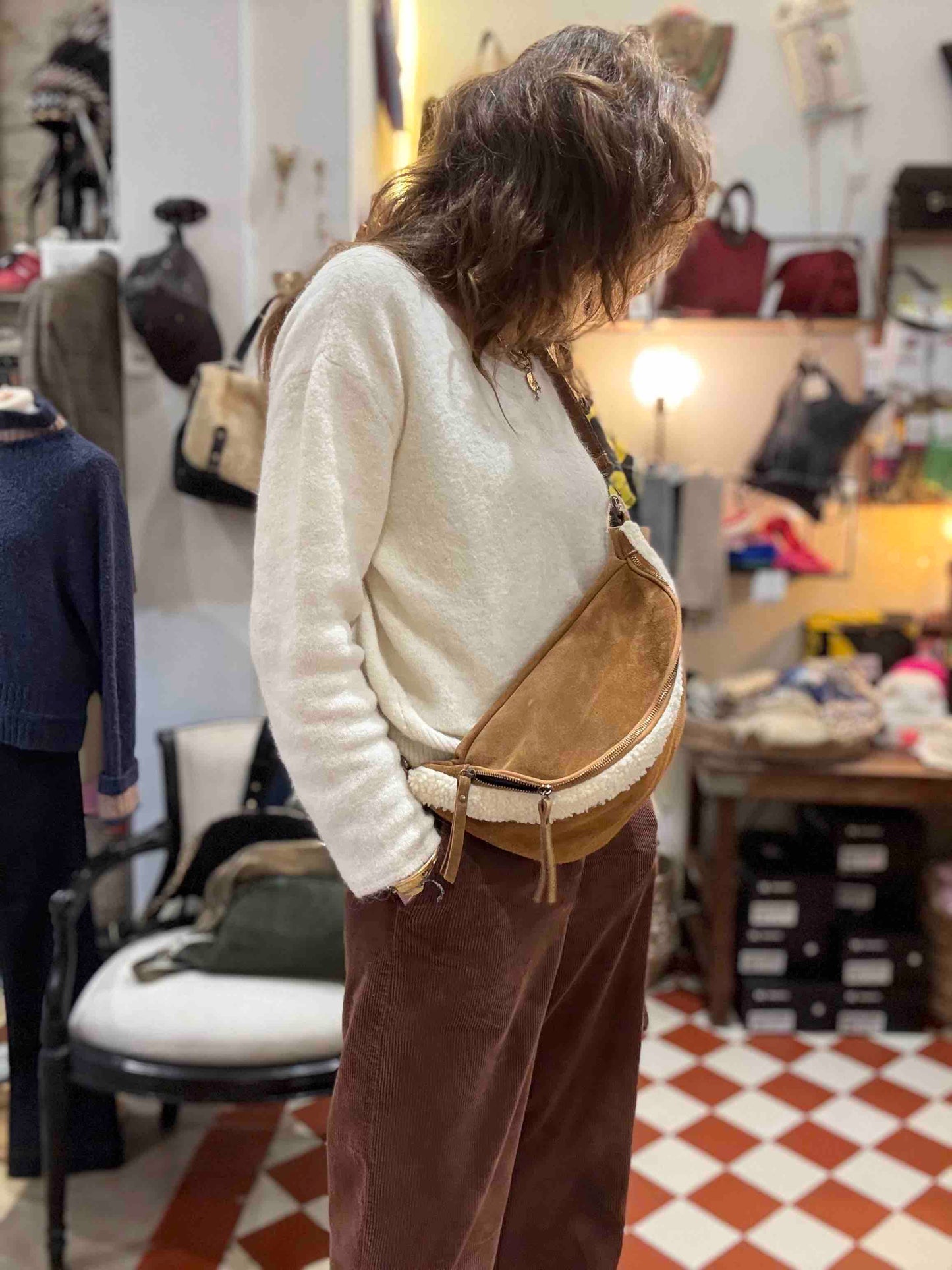 Sac banane moumoute camel