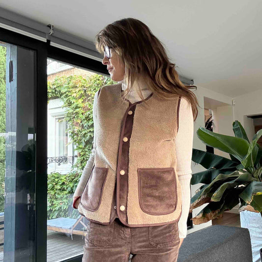 Gisèle sleeveless vest: navy, chocolate or khaki