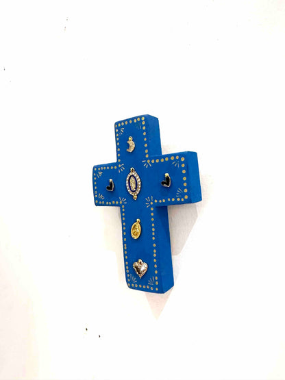 Grande croix en bois Garance x Virgile - Indigo