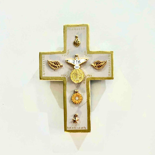 Grande croix en bois Garance x Virgile - Ivoire