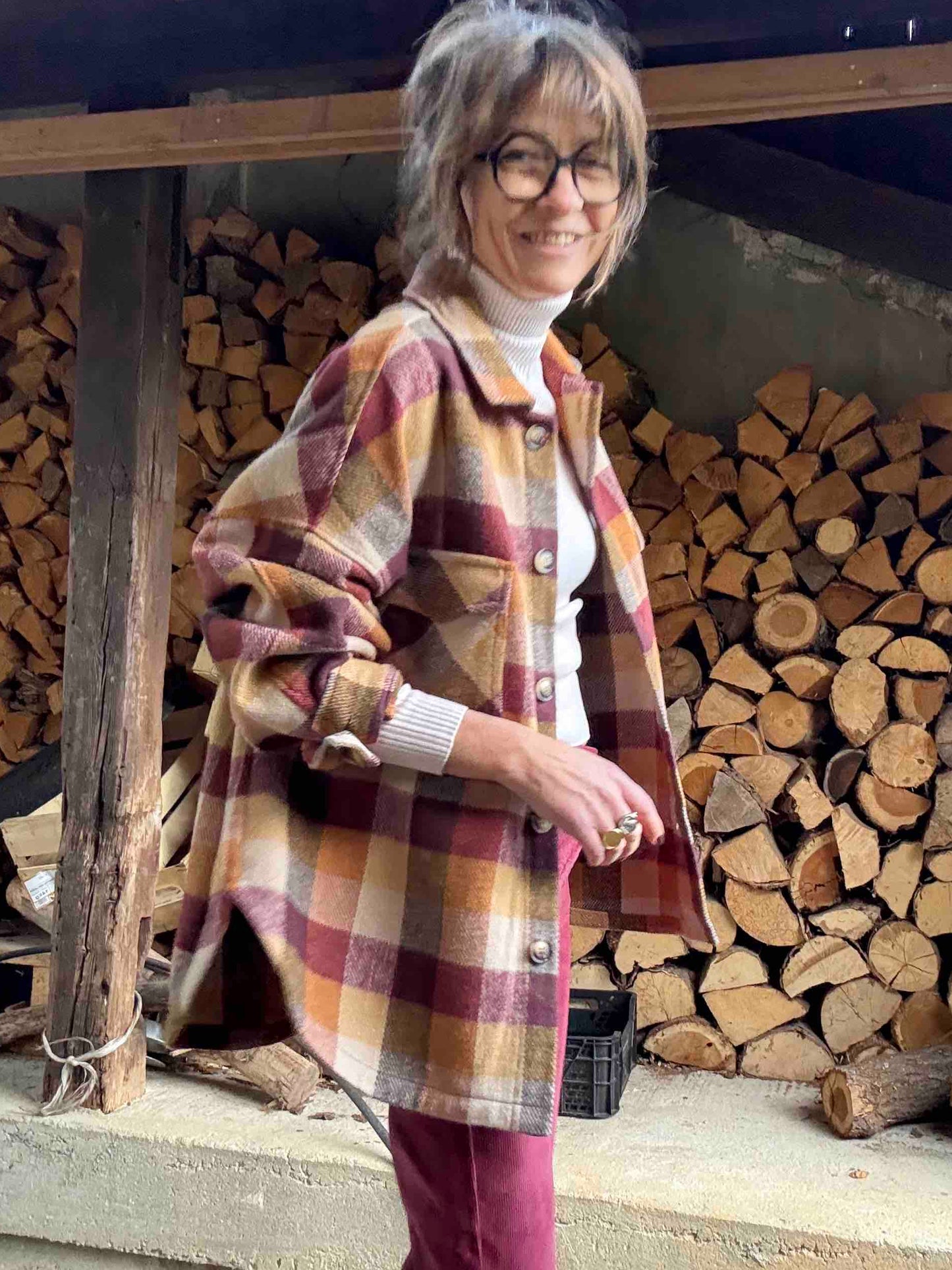 Sur-chemise à carreaux Blanche