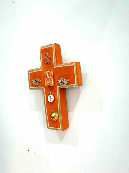 Grande croix en bois Garance x Virgile - Orange 2