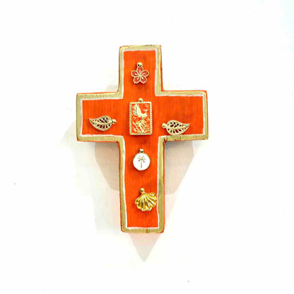 Grande croix en bois Garance x Virgile - Orange 2