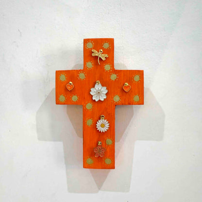 Grande croix en bois Garance x Virgile - Orange 3
